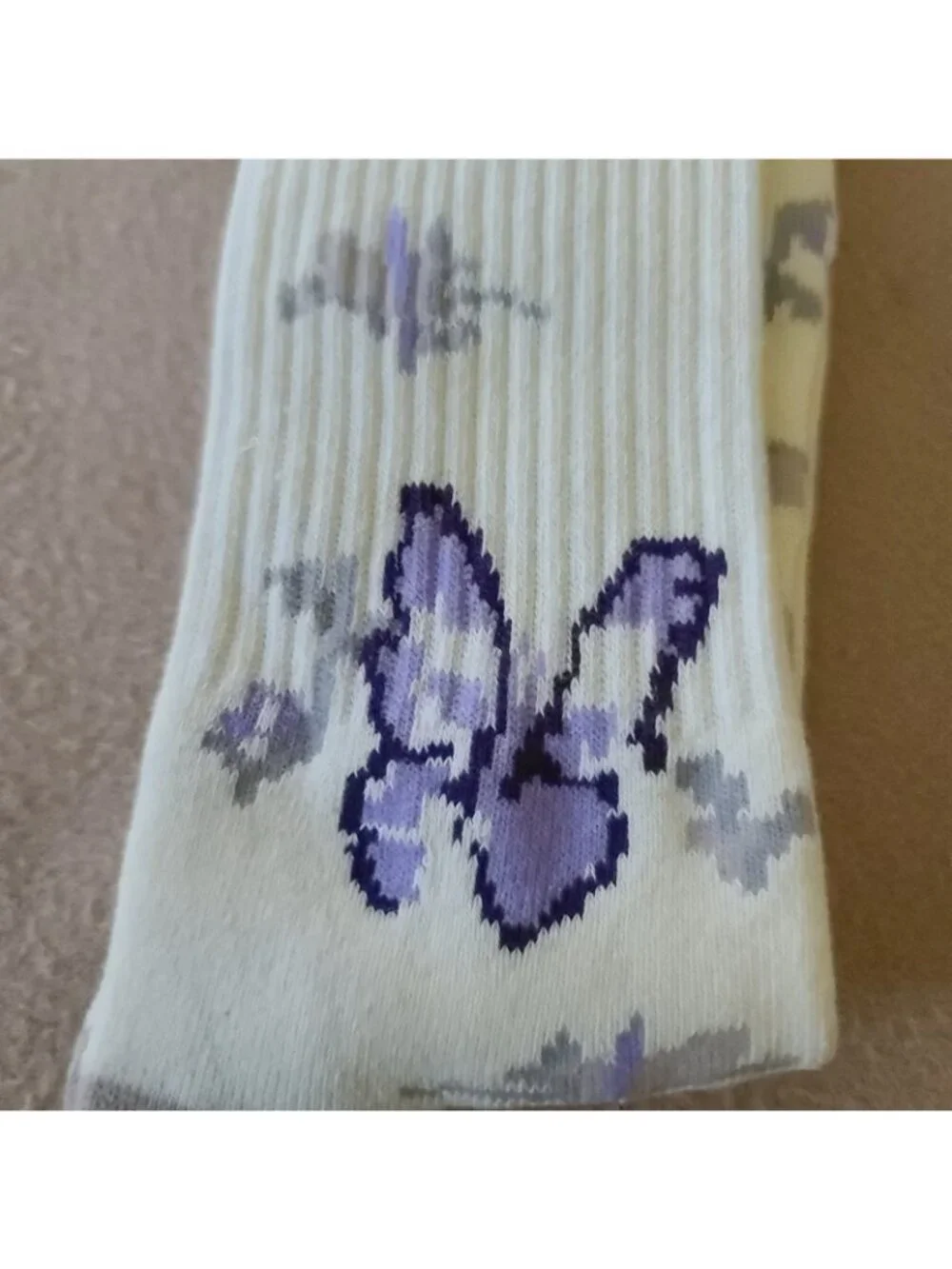 2 Pairs Urban Outfitters Crew Socks OS Unisex Butterfly Print + Order Chaos NEW